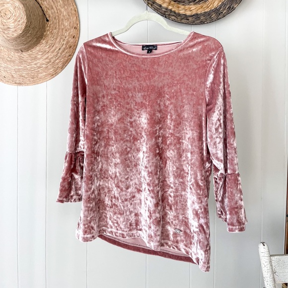 Dusty Pink Crushed Velvet Top - Picture 6 of 6